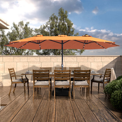 181.1'' x 106.3'' Rectangular Lighted Market Umbrella with Crank Lift , Counter Weights Included