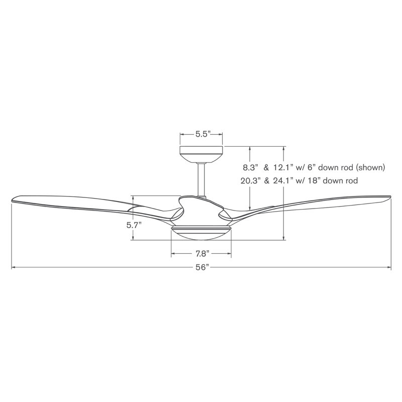 IC Brisa LED Downrod Ceiling Fan, Wall Control, Matte White
