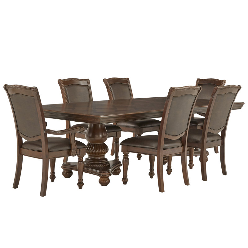 Asal 6 - Person Extendable Pedestal Base Dining Set