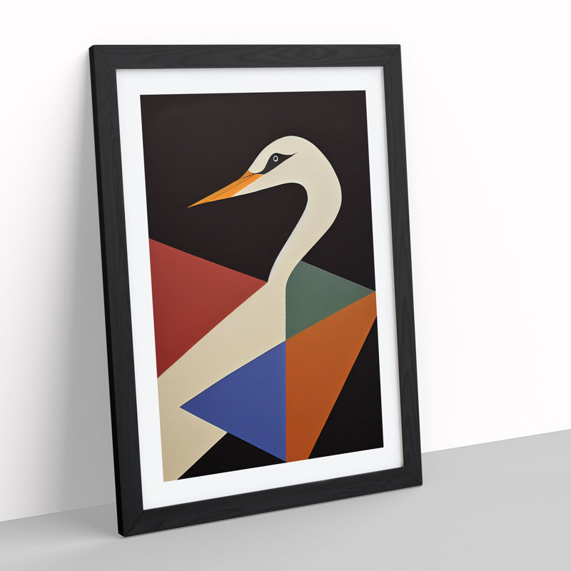XV1022-4375X Swan In Abstract No.3 - Single Picture Frame Print, 46cm H x 34cm W x 2cm D, Black