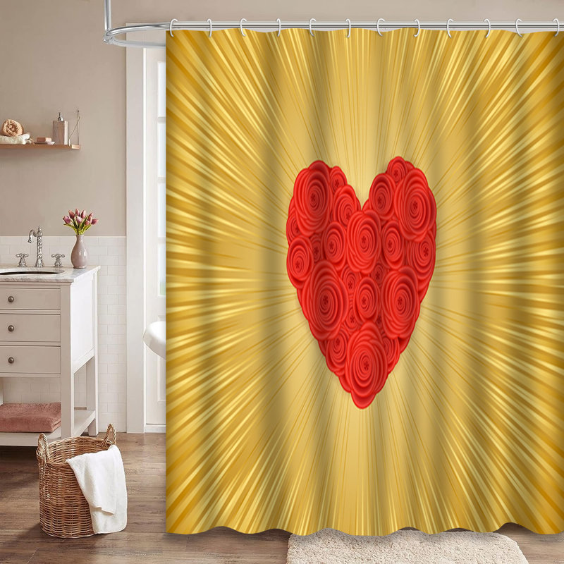 Rideau de douche Red Roses Golden Floral, L 72 po x l 78 po
