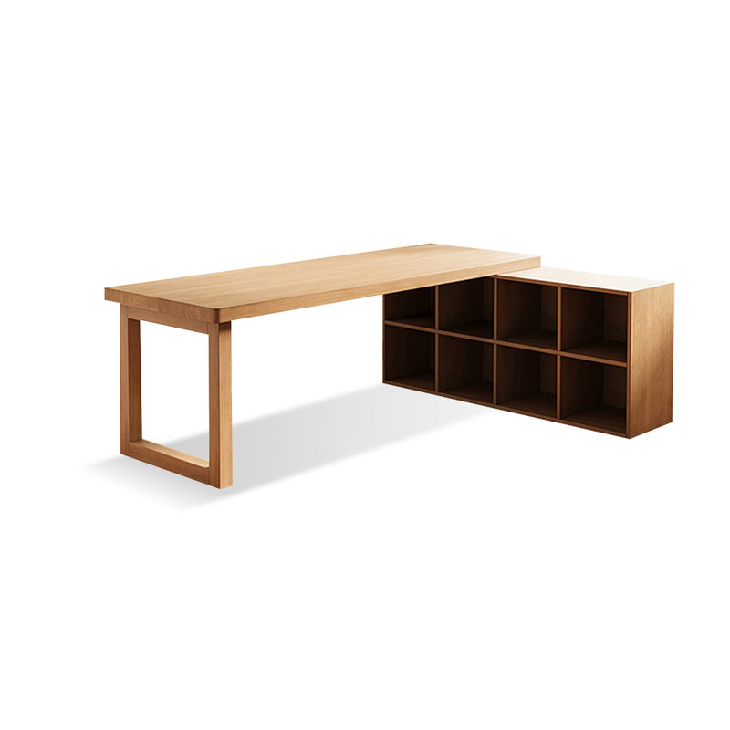 Burlywood L-Shaped Solid Wood desk, 29.53" H x 62.99" W x 55.12" D, Right Hand Return