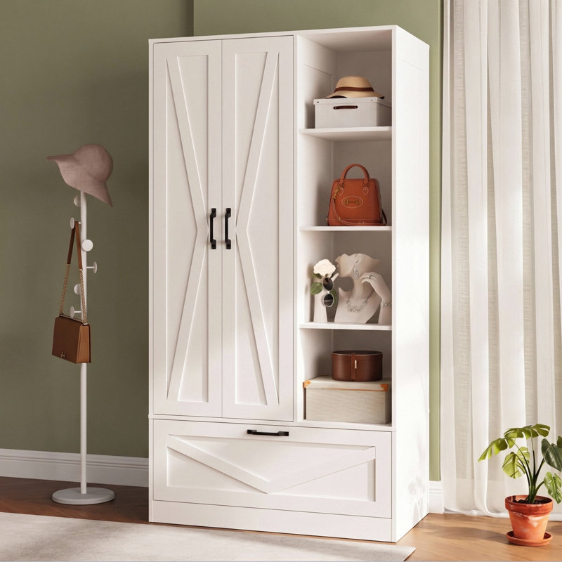 Armoire en bois avec 4 tablettes de rangement ouvertes, armoire de rangement utilitaire de 70,87 po
