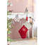 Chaussette de Noël en laine bouillie rouge avec pompons et motif de flocons de neige - rouge, blanc - 20 po