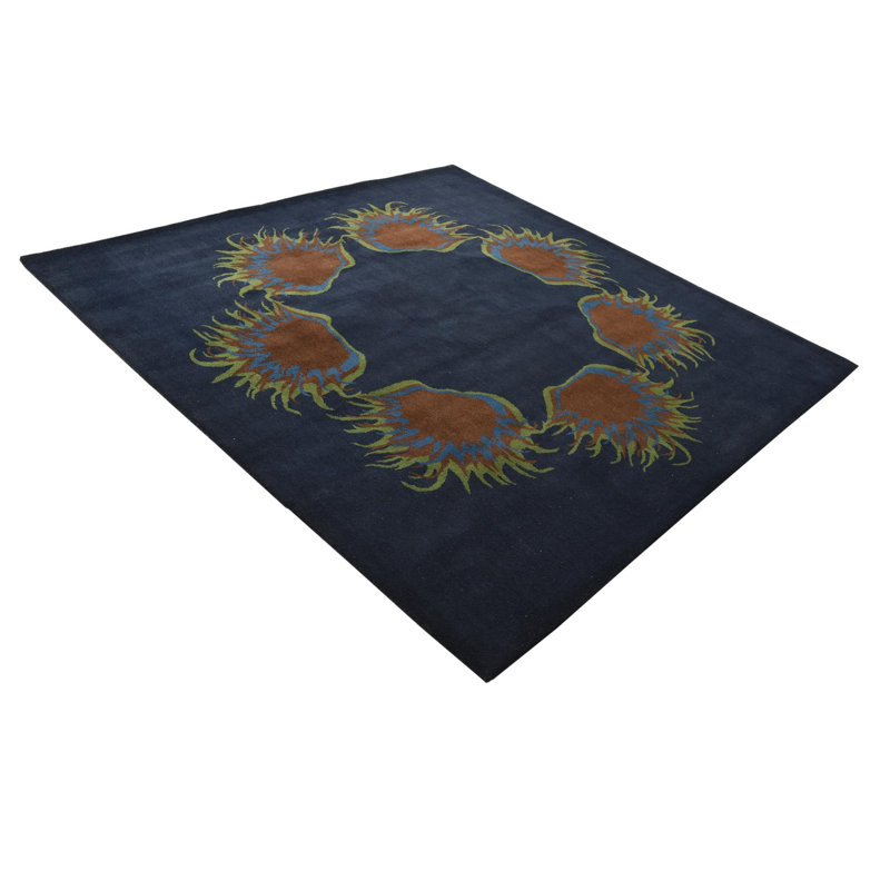 Tapis carré bleu marine Navin