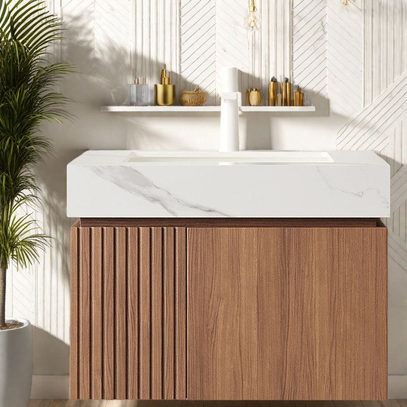 Meuble-lavabo moderne (doit inclure le meuble-lavabo et le lavabo) avec rangement