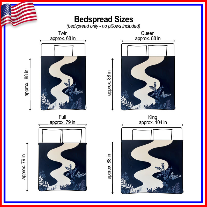 Curved Pathway Quilted Bedspread All Sizes, King