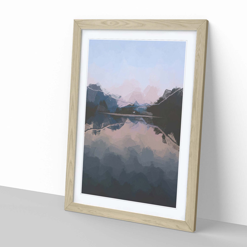 Italian Lake in Abstract - Framed Print, 87cm H x 62cm W x 2cm D, Oak Framed