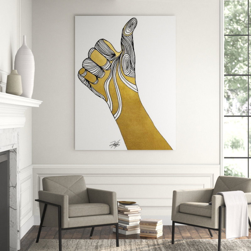 Sign Language VII Print by Kelli Ellis, 32" H x 24" W x 1.5" D, Gilded Gold