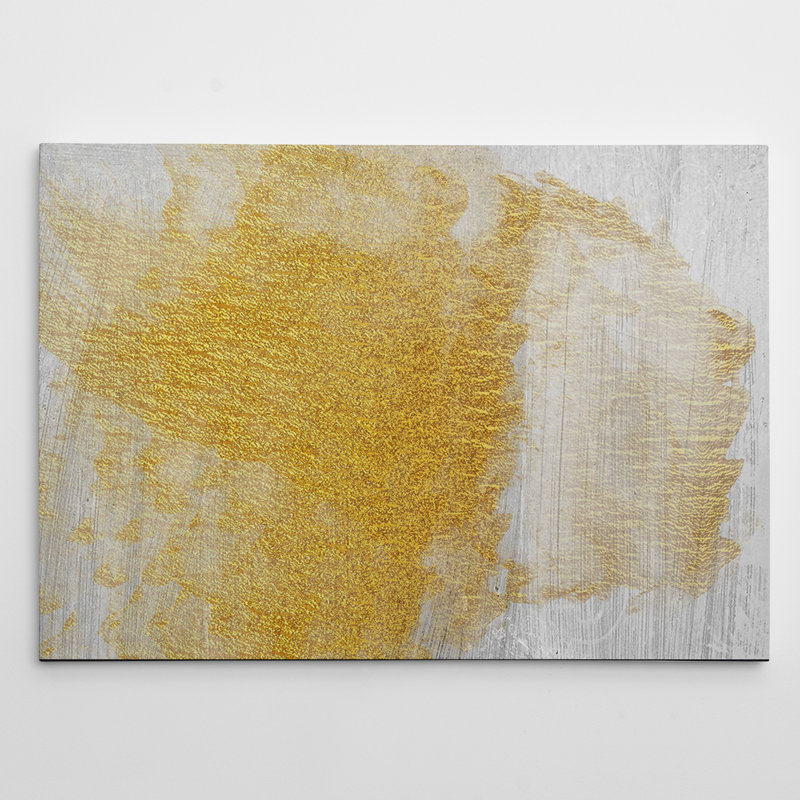 « gold on stone ii », reproduction de peinture à l’huile sur toile tendue, H 12 po x l 18 po