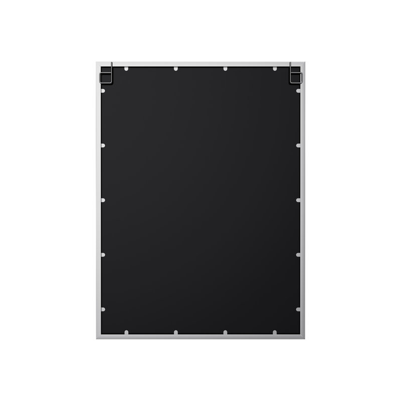 Glass Flat Wall Mirror with Hooks, Silver