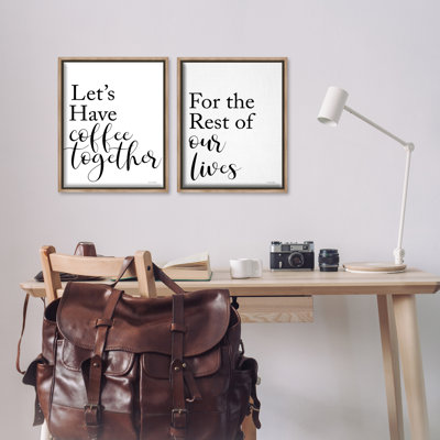 Ensemble de 2 toiles flottantes encadrées "Romantic Coffee Together" par Yass Naffas Designs