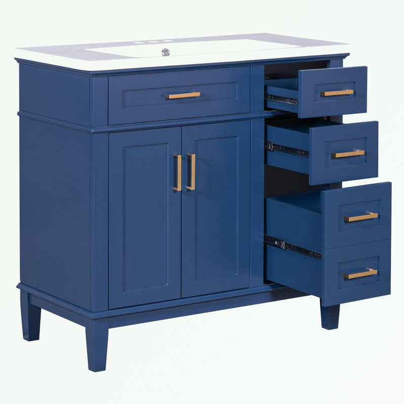 Flavie 36'' Bathroom Vanity with Top, Blue