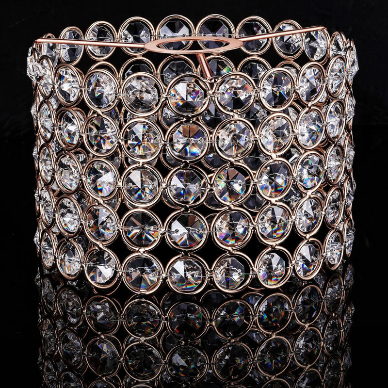 Abat-jour plafonnier en cristal, abat-jour élégant lustre doré pour base E27 (5,9 x 5,9 x 3,94 pouces)