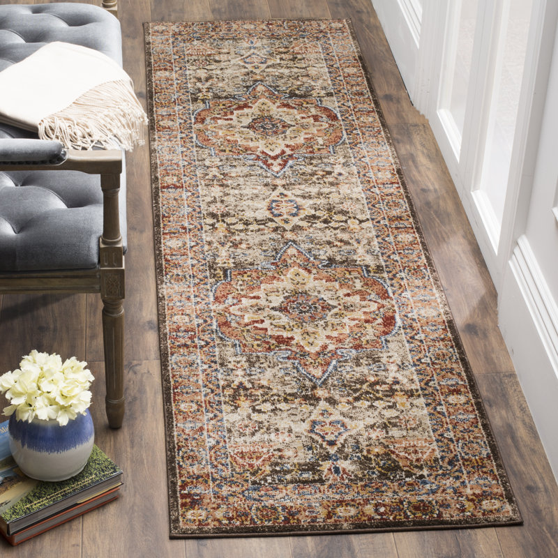 Broomhedge Bijar Performance Oriental Rug, Square 9', Brown/Rust