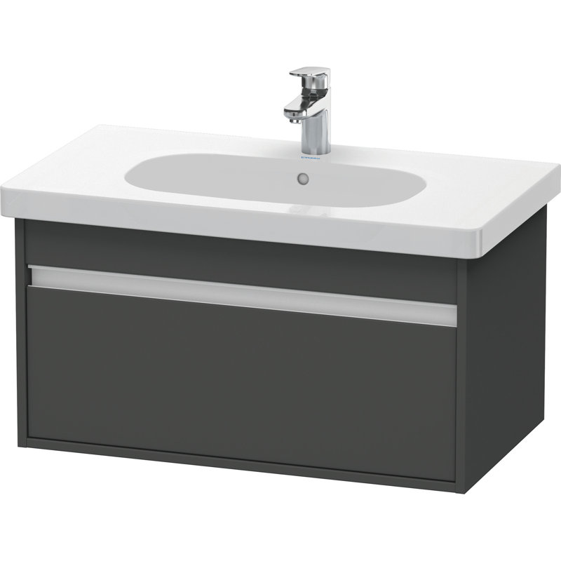 Ensemble de meuble-lavabo de salle de bain simple à fixation murale 32" ketho, Basalte mat