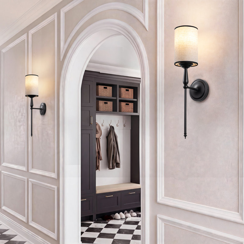 Dimmable Indoor Wall Sconces Iron Wallchiere With Remote Control, Matte Black