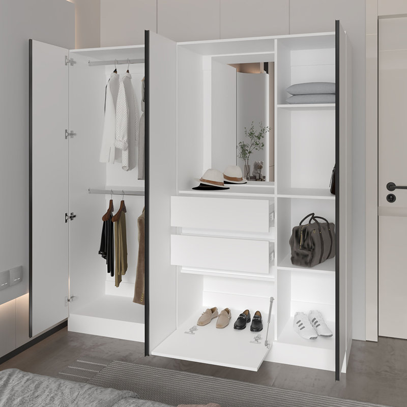 Organisateur de garde-robe avec miroir et compartiments de rangement