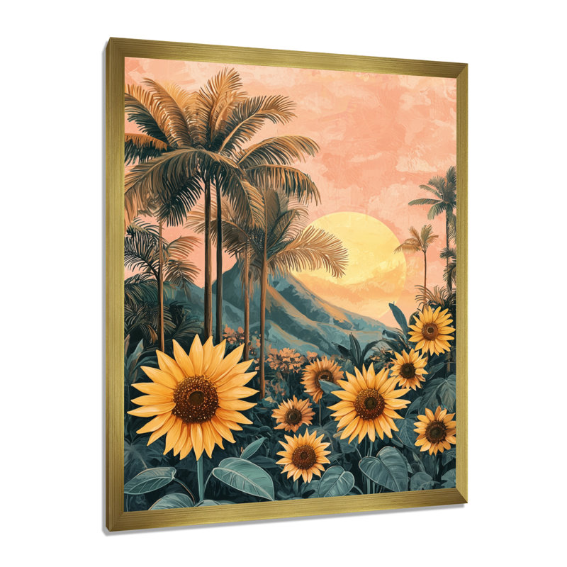 Divesh - impression sur toile florale, H 40 po x l 30 po, Reproduction encadrée d'une seule photo, Doré