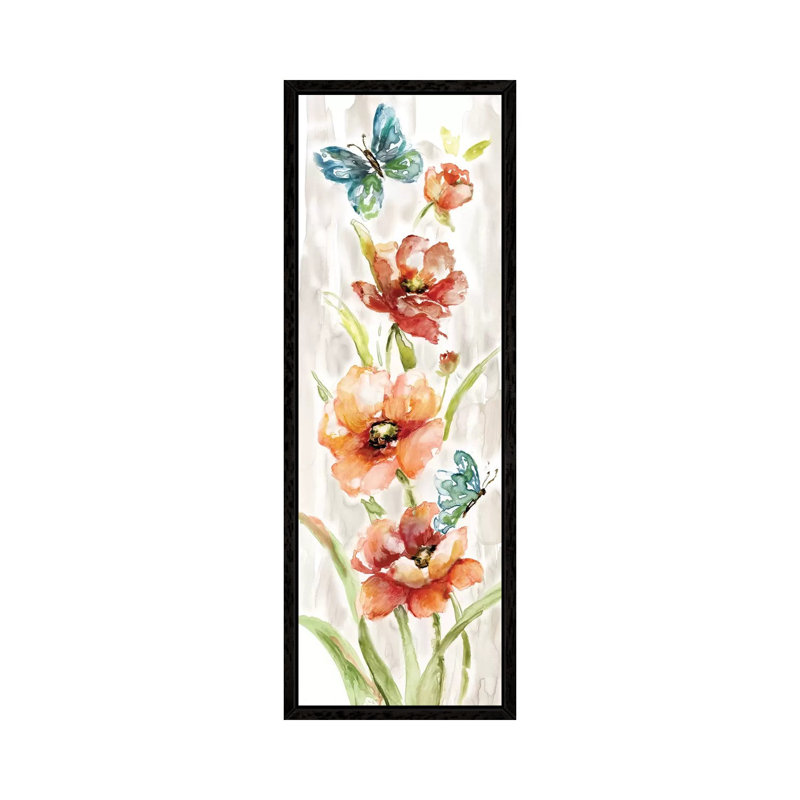 Butterfly Fantasy II by Nan - Panoramic Painting on Canvas, Black Framed, 121.92 cm H x 40.64 cm W