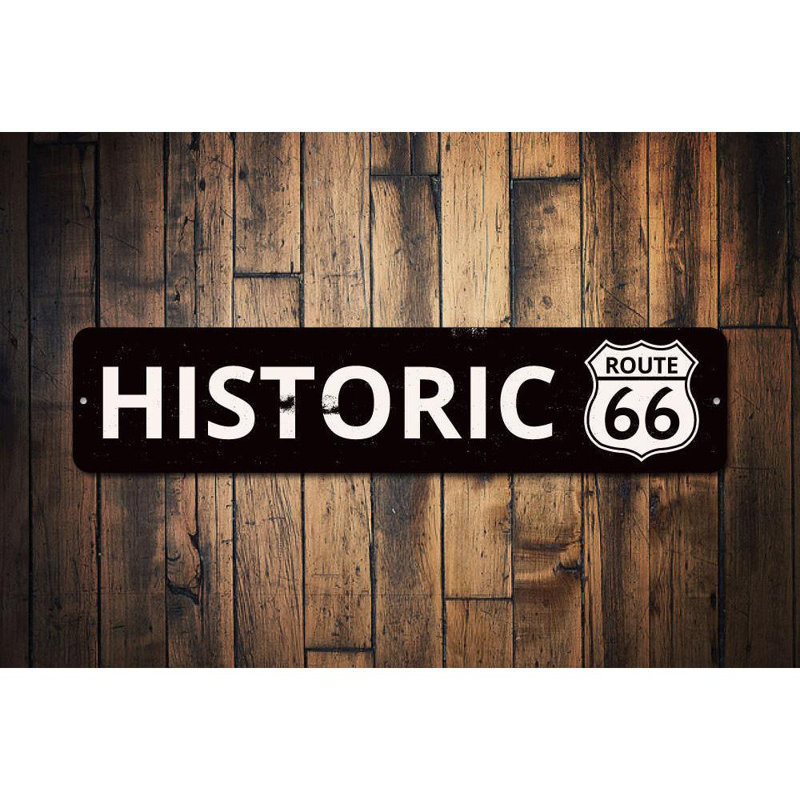 Enseigne historique en aluminium "Route 66" historique, H 4 po x l 18 po x P 0,04 po