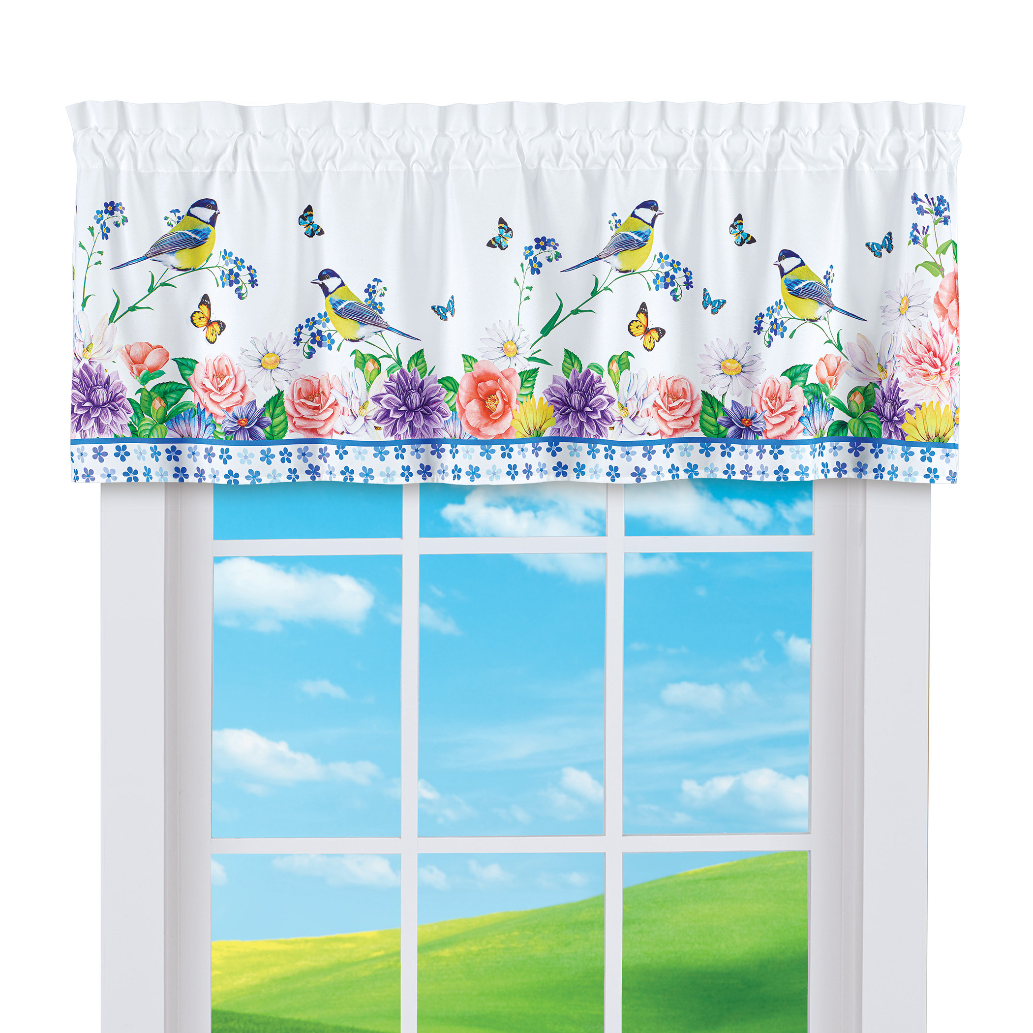 Winston Porter Juste Floral Ruffled 16.65'' W Window Valance in | Wayfair