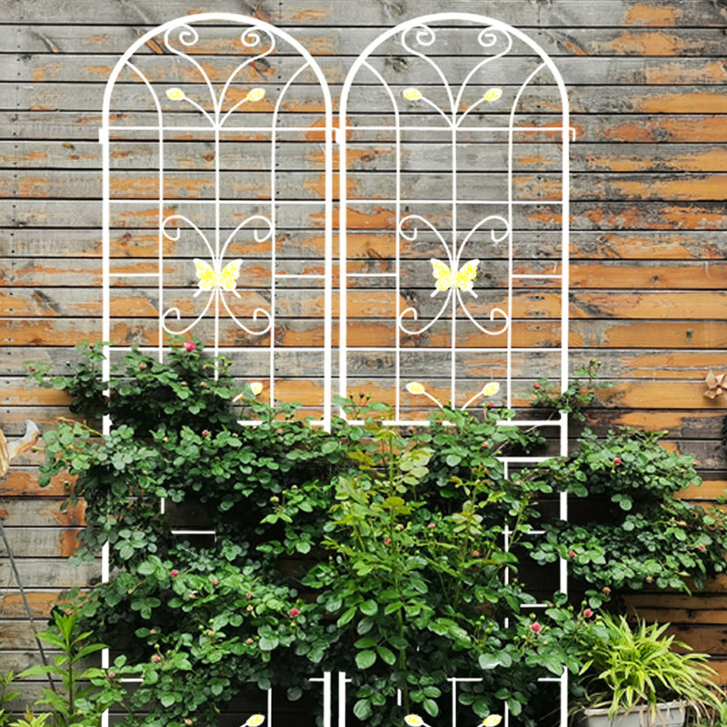 Paquet de 2 treillis de jardin en métal 86,7 po x 19,7 po, blanc crème, antirouille 86,7 po x 19,7 po pour verdure extérieure