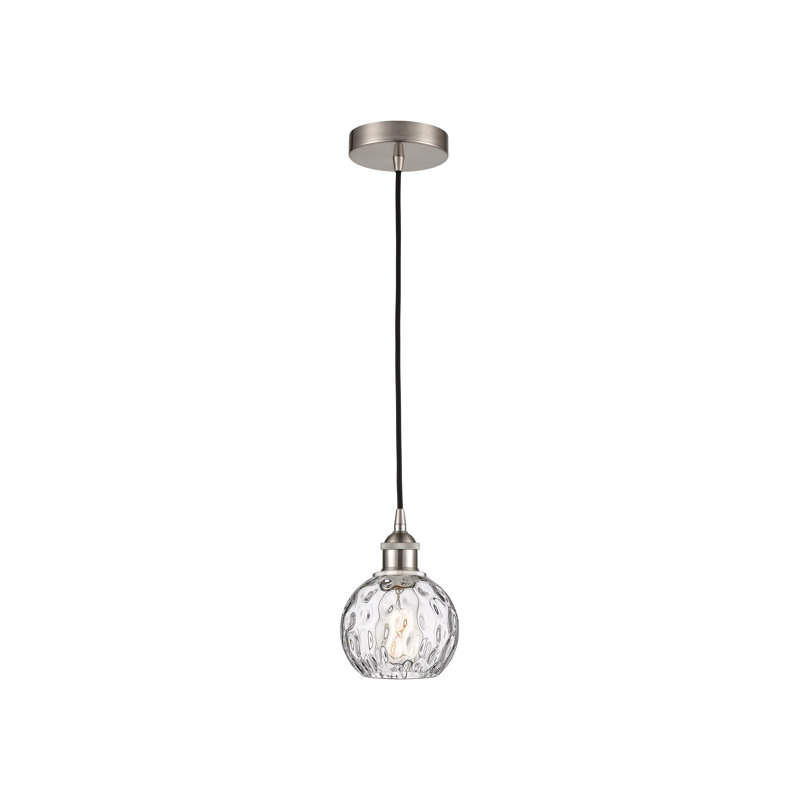 Luminaire suspendu simple à 1 lumière Ralph, H 8,75 po x l 6 po x P 6 po, Nickel satiné brossé
