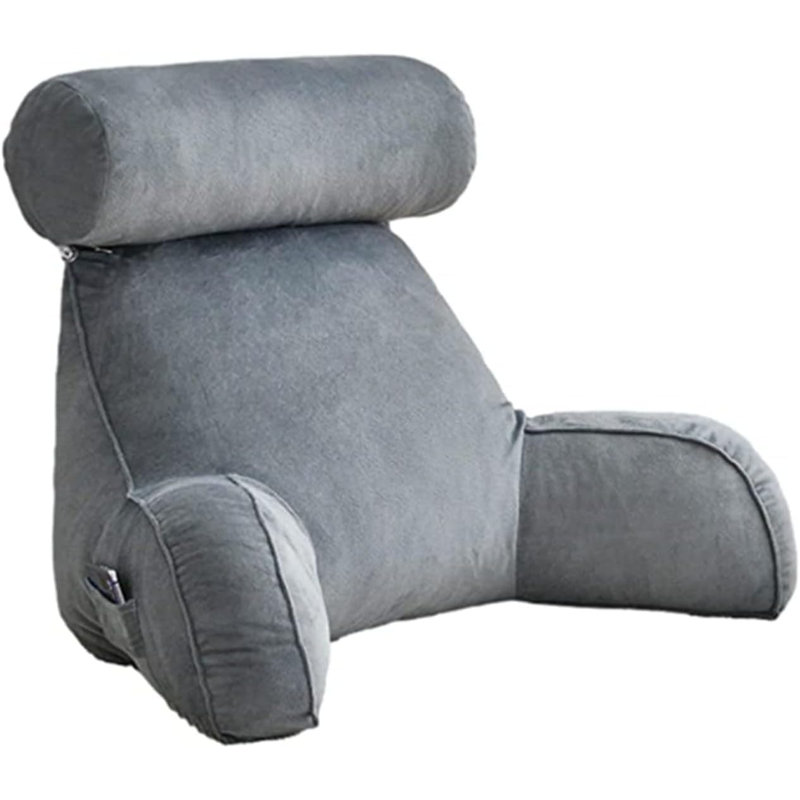 Coussin de lecture pour adulte avec accoudoirs, Gris
