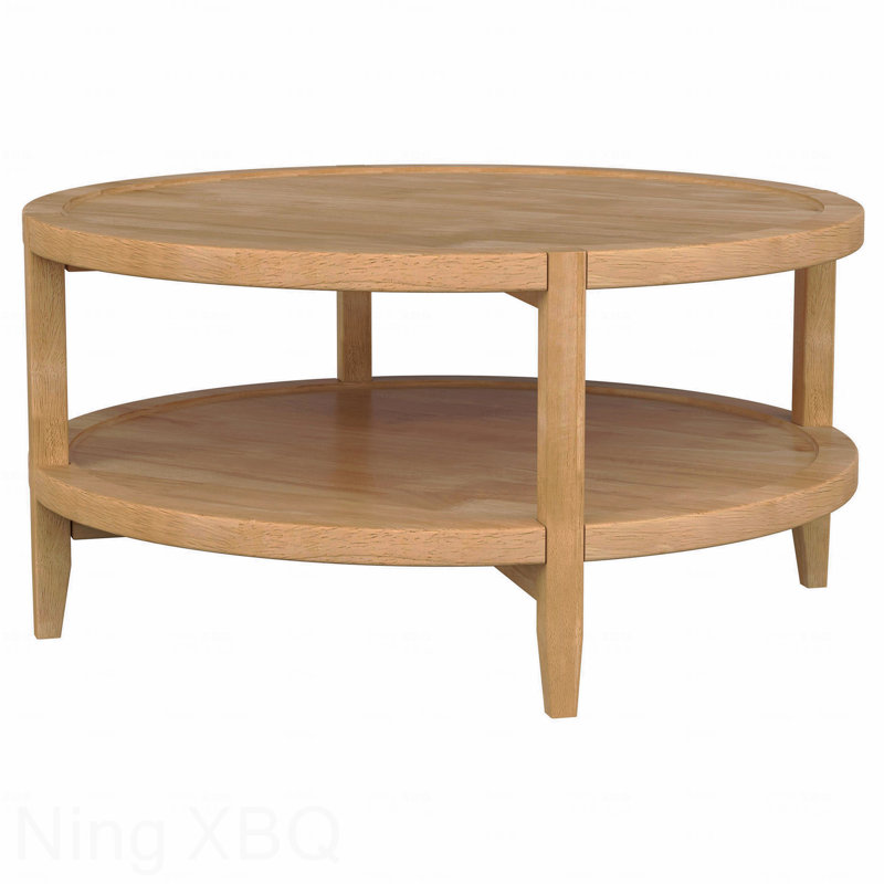 Table basse ronde en érable brun