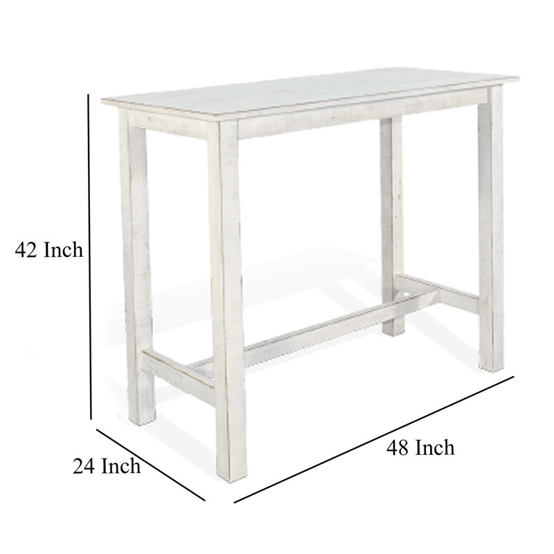 Rena Bar Height Dining Table | 48" Rectangular Top | Mahogany Wood, White, 42"H x 48"L x 24"W