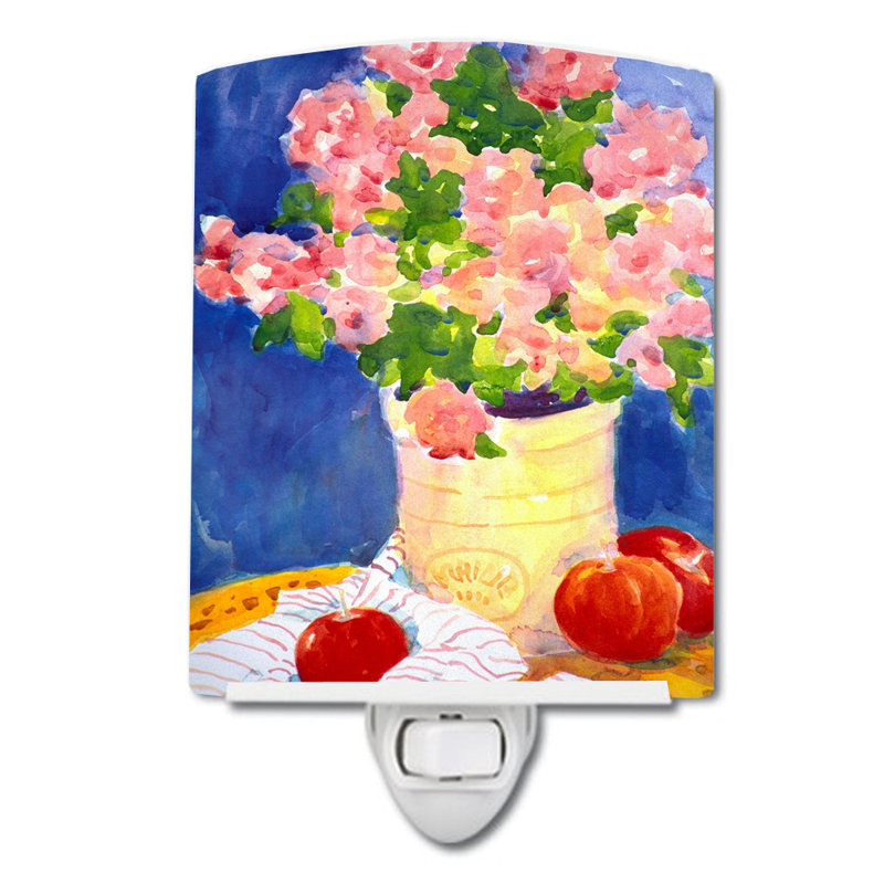 Bouquet de fleurs, éclairage de nuit en céramique