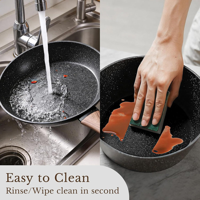 25pcs Nonstick Ceramic Cookware Set – Healthy Non-toxic Pots & Pans, Induction Compatible, Large Capacity