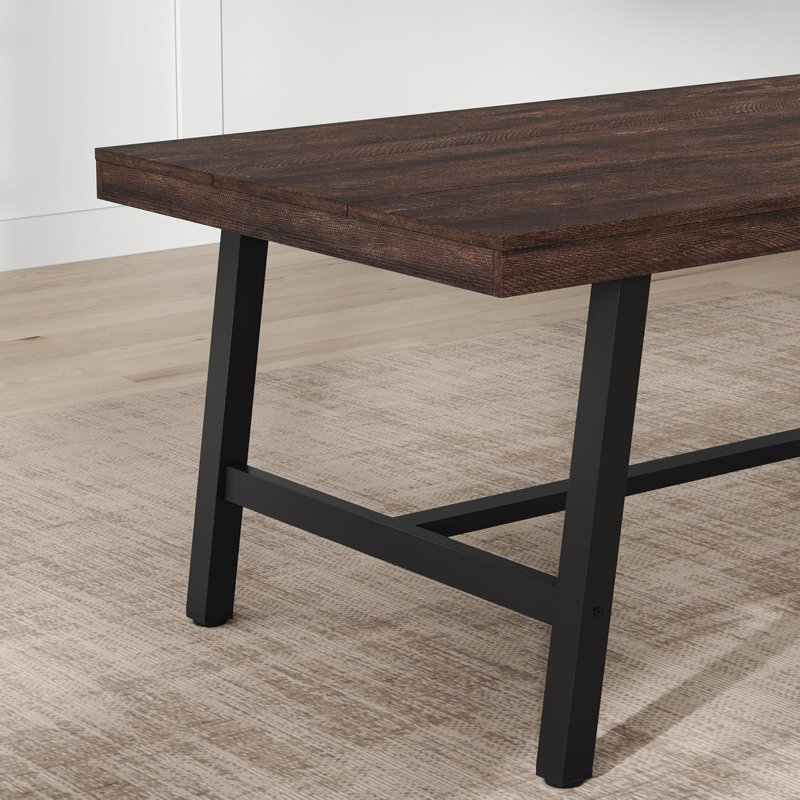 70.9" Rectangular Dining Table Seats 6-8, Wood Top with Heavy-Duty Metal Base, Kitchen Dining Room Furniture, Cuba Birch