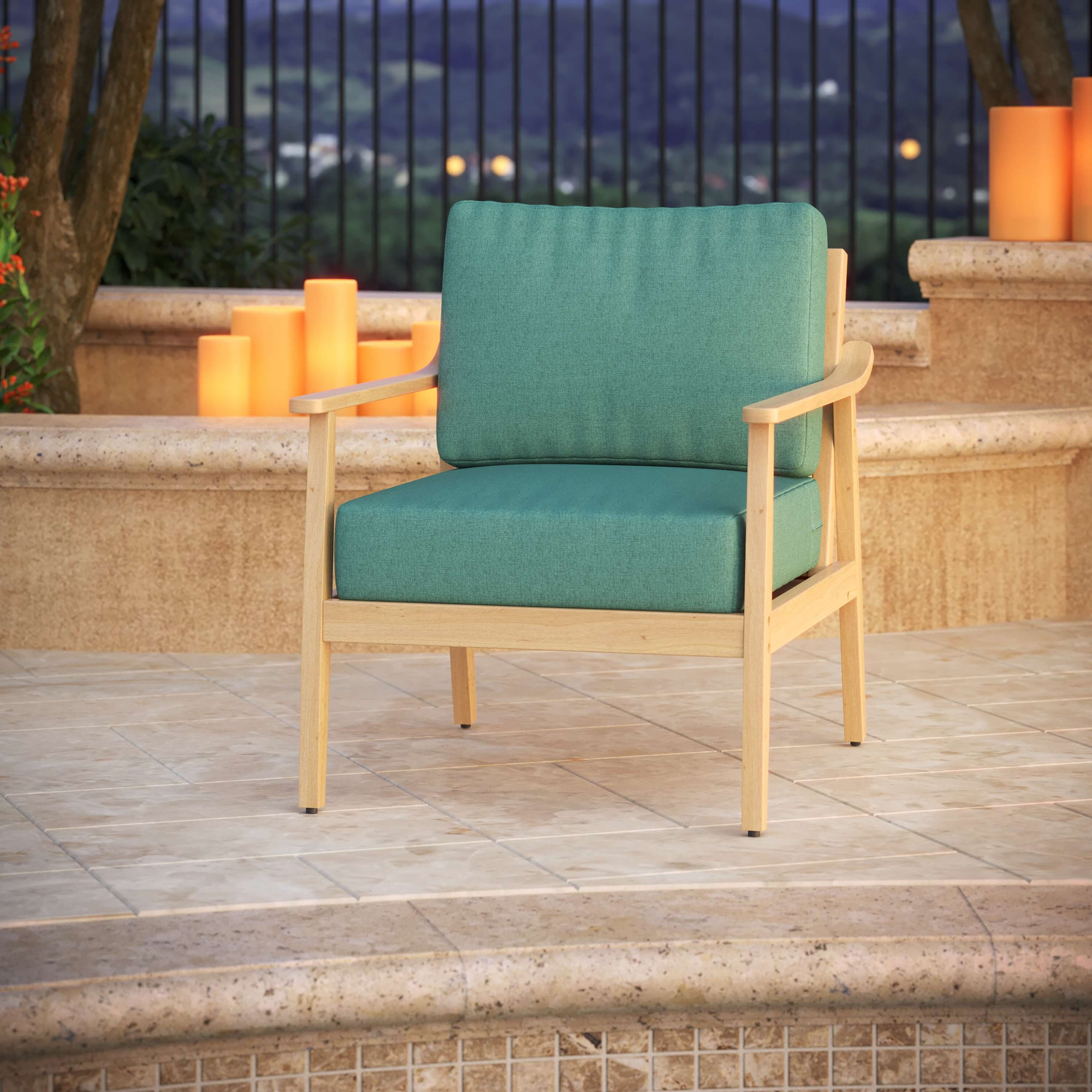 Amala Outdoor Sunbrella® Seat/Back Cushion, Sunbrella® Cast Breeze Plainweave, 25" W x 25.5" D