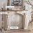 Beige + Walnut Solid Wood Freestanding Fireplace