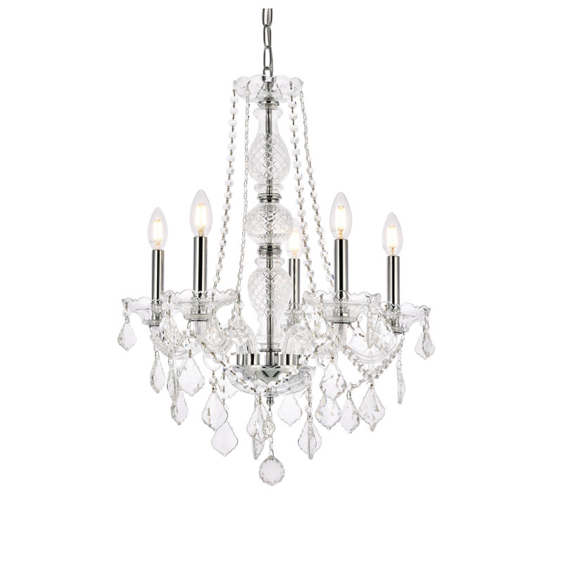 Lustre classique / traditionnel à lumières de style bougie Lincolndale, Coupe royale, Chrome, cristal (transparent), 5