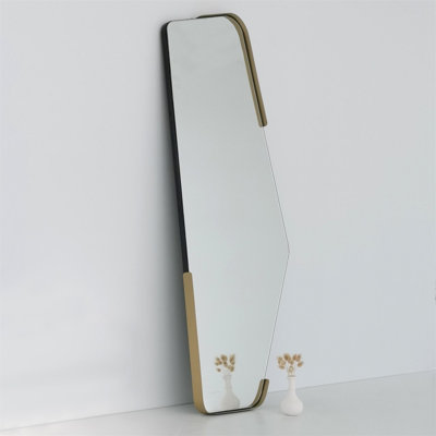 Roselore Modern Black Wall Mirror, 23.6 x 47.2 Inches | 100% MDF with 100% Metal Frame, PVC Edge Bands | Ecological Flotal-E Mirror | Stylish and Novel Design for Home Decor, Entryway, and Living Spaces