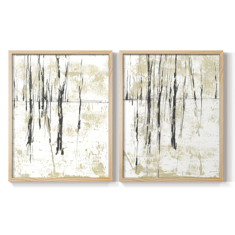 Impression encadrée Gilded Forest I-Premium - prête à être accrochée - aucun clou requis - aucun clou requis, Bois naturel