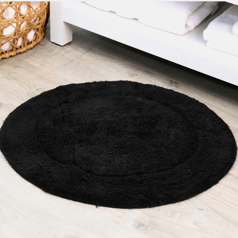 Tapis de salle de bain, Noir, Rond 22 po