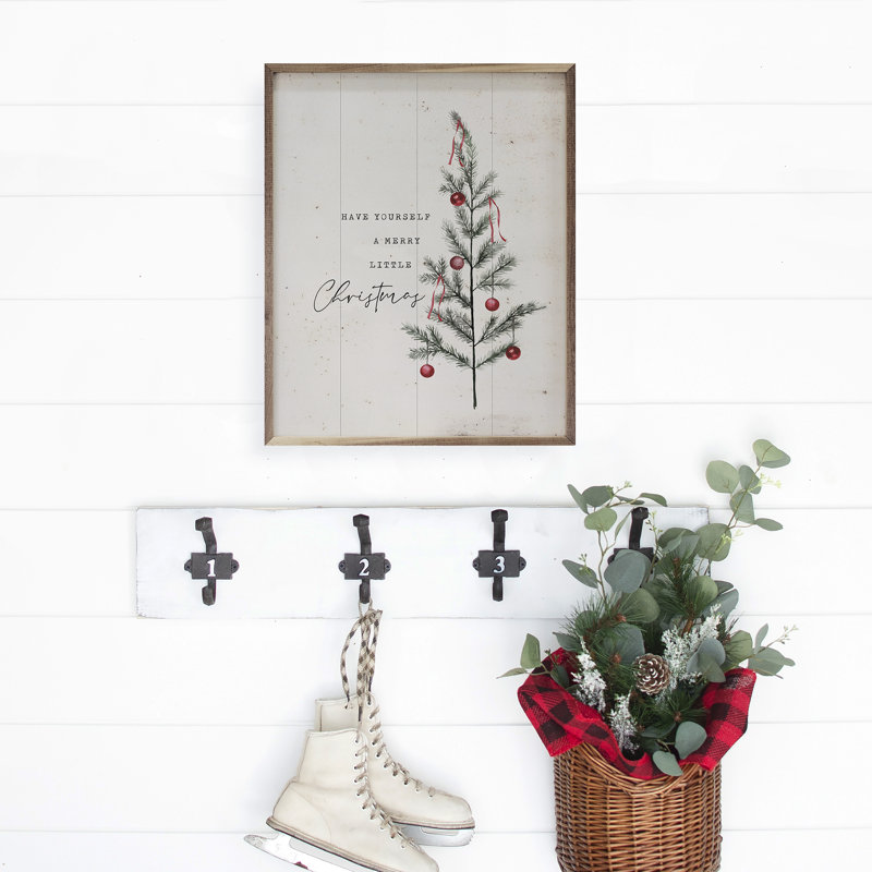 «Have Yourself A Merry Little Christmas Tree», blanc délavé, L 16 po x H 20 po