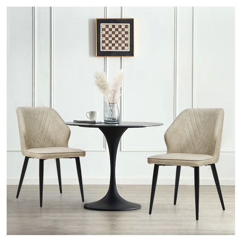 Loganne 47cm H Upholstered Metal Side Chair, Beige
