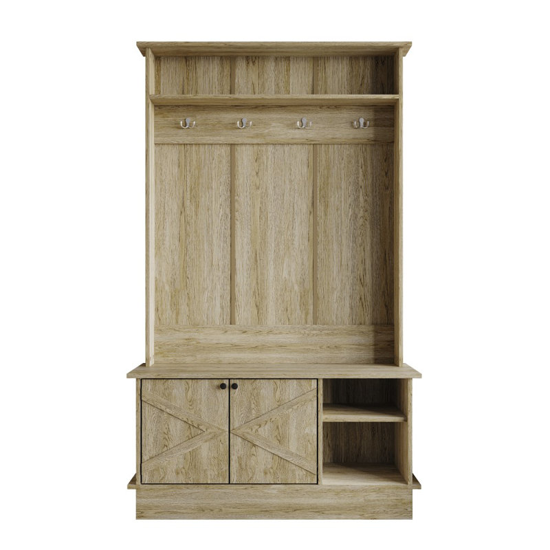 Arbre d'entrée avec armoire de rangement, Chêne clair