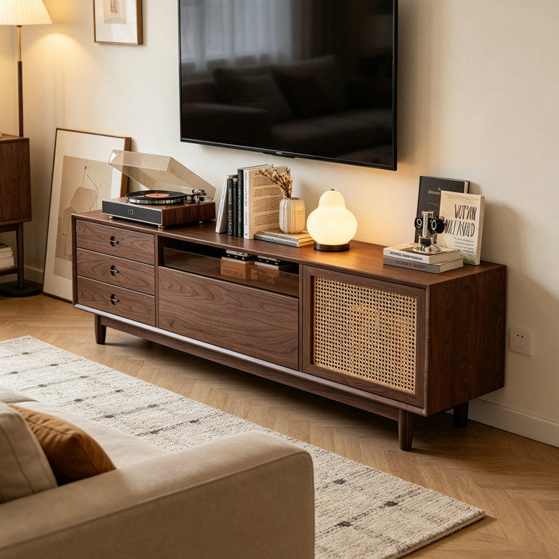 Meuble télé en rotin Luxury, Brun, H 22,04 po x L 59,05 po x l 15,74 po