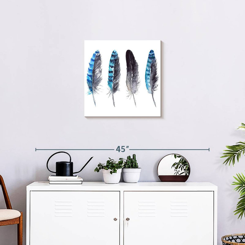 Kerner Blue Jay Feathers, 20" H x 20" W