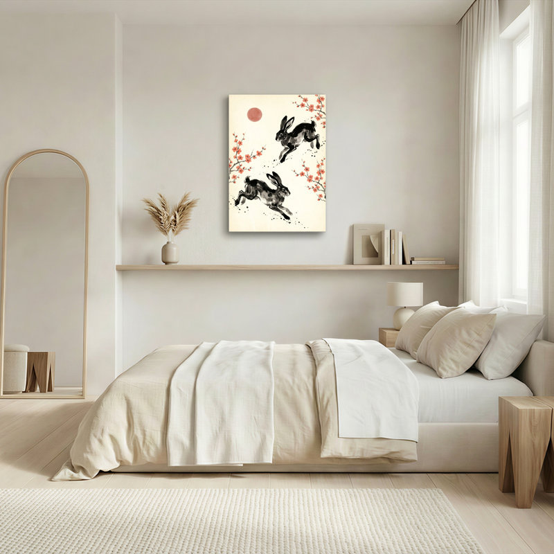 «Gallery Wrap», art mural sur toile pour le salon, la chambre à coucher, le bureau ou le vestibule - décoration murale décorative avec fleur de lapin