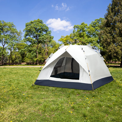 Tente de camping beige à installation rapide convenant à 3 ou 4 personnes