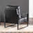Classic Mid Century Modern Accent Chair with Durable Square Metal Frame, Armchair for Living Room, Bedroom, Home Office in Spotted Microfiber Upholstery, Black -PU Leather-1167129692