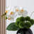 White Artificial Flower Arrangement in Vase Dining Table Centerpiece Fake Flower Decor
