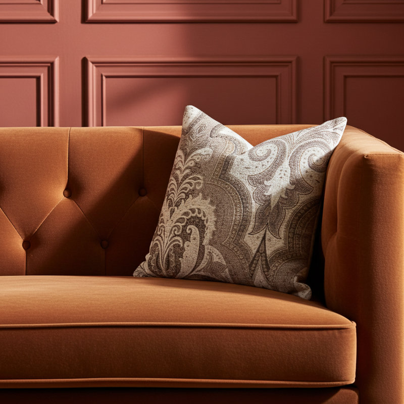 Coussin de luxe damassé Isabella, 20 po x 20 po, Coussin décoratif